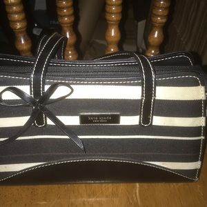off white and black mini kate spade purse